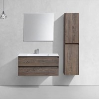 Тумба с раковиной Vincea Luka 100, 2 ящика, темный дуб, с белой раковиной