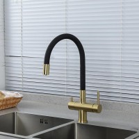Смеситель для кухни Gappo G4398-33 с гибким изливом, золотой сатин
