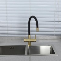 Смеситель для кухни Gappo G4398-33 с гибким изливом, золотой сатин