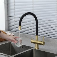 Смеситель для кухни Gappo G4398-33 с гибким изливом, золотой сатин