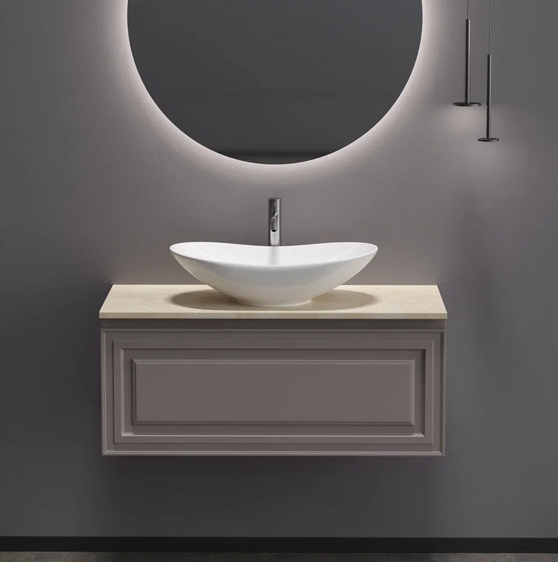 Тумба с раковиной Sancos Very 100 см, doha soft, столешница бежевая, раковина CN6015