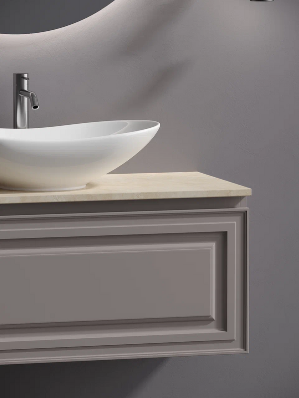 Тумба с раковиной Sancos Very 100 см, doha soft, столешница бежевая, раковина CN6015