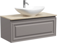 Тумба с раковиной Sancos Very 100 см, doha soft, столешница бежевая, раковина CN6015