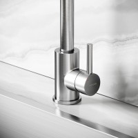 Смеситель для кухни Sancos Stainless, с поворотным R изливом, нержавеющая сталь SC12001SS