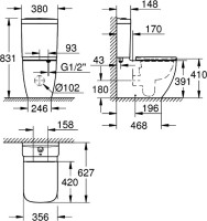 Унитаз-компакт напольный Grohe Clova 39909000 с бачком и сиденьем микролифт