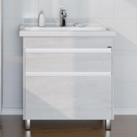 Тумба с раковиной СаНта Уран 80 напольная, 2 ящика, светлая