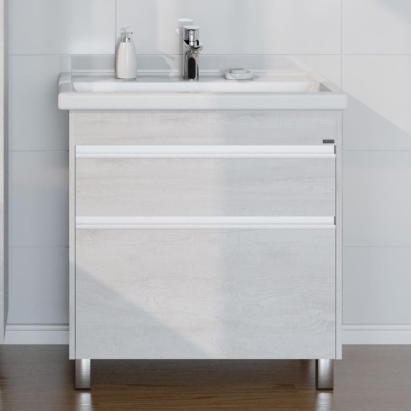 Тумба с раковиной СаНта Уран 80 напольная, 2 ящика, светлая