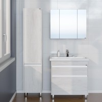 Тумба с раковиной СаНта Уран 80 напольная, 2 ящика, светлая