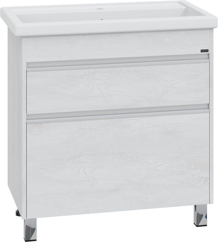 Тумба с раковиной СаНта Уран 80 напольная, 2 ящика, светлая