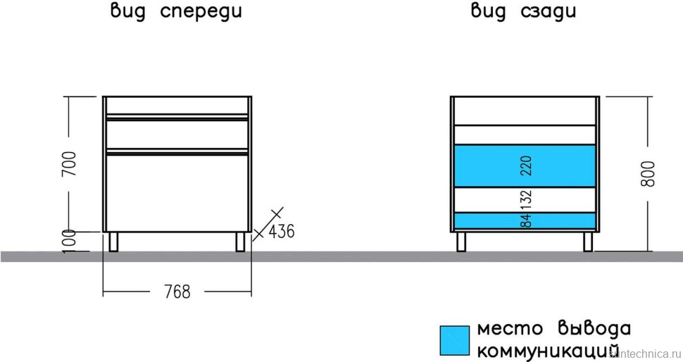 Тумба с раковиной СаНта Уран 80 напольная, 2 ящика, светлая