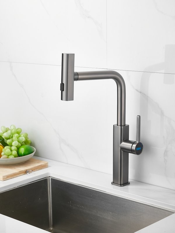 Смеситель для кухни Haiba HB73824-3 оружейная сталь