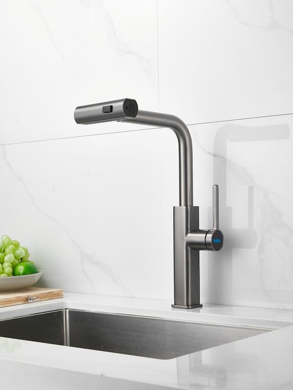 Смеситель для кухни Haiba HB73824-3 оружейная сталь