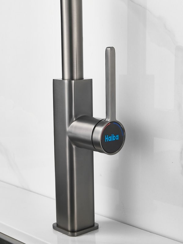 Смеситель для кухни Haiba HB73824-3 оружейная сталь