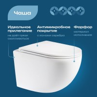 Унитаз подвесной DIWO Элиста 4412 безободковый, с микролифтом