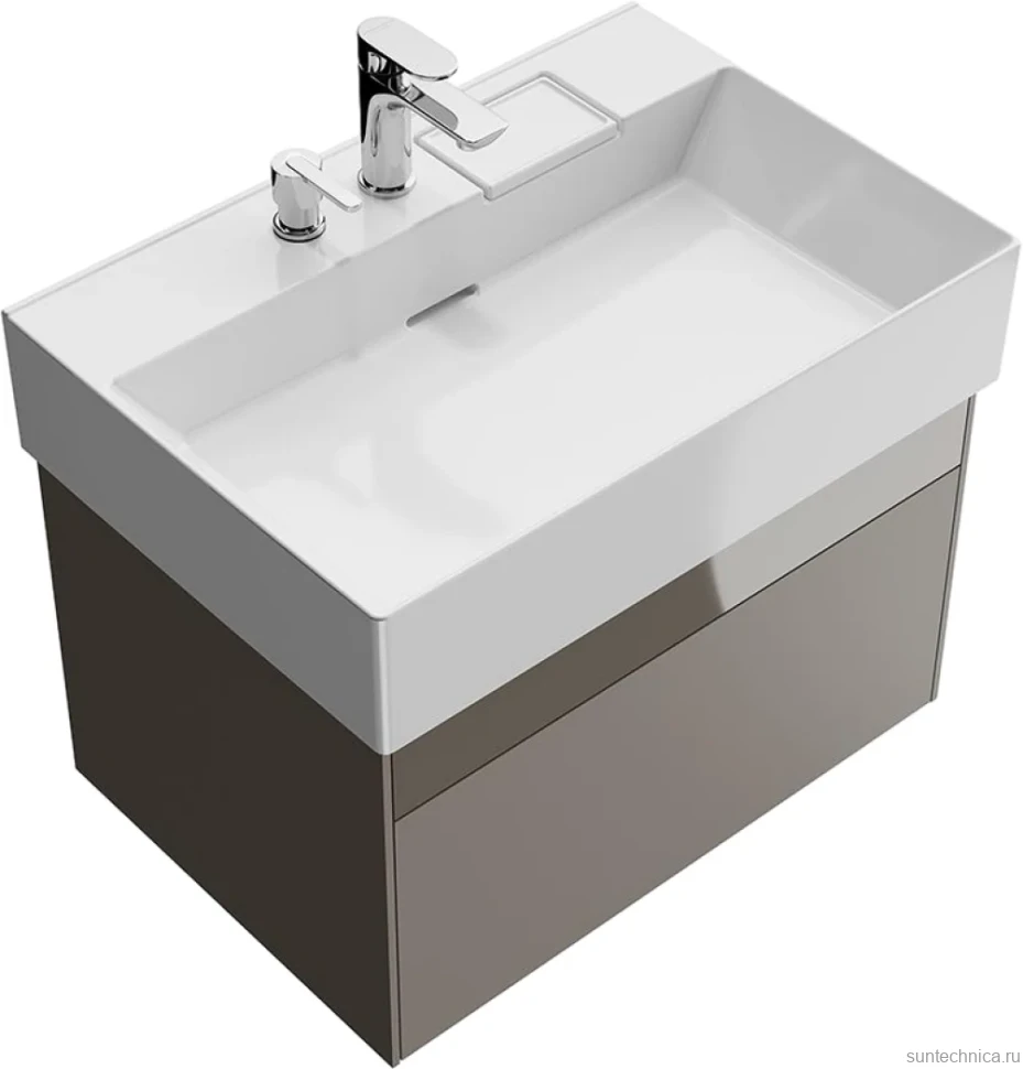 Тумба с раковиной KERAMA MARAZZI Logica 70 подвесная, песчаная, с отверстием под дозатор