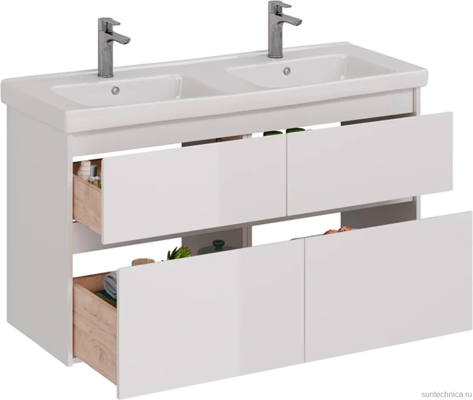Тумба под раковину Lemark Combi 120 белая глянцевая