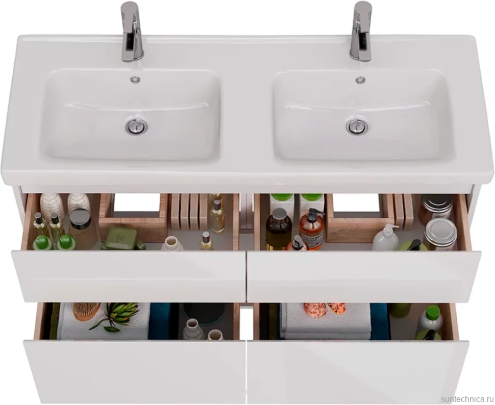 Тумба под раковину Lemark Combi 120 белая глянцевая