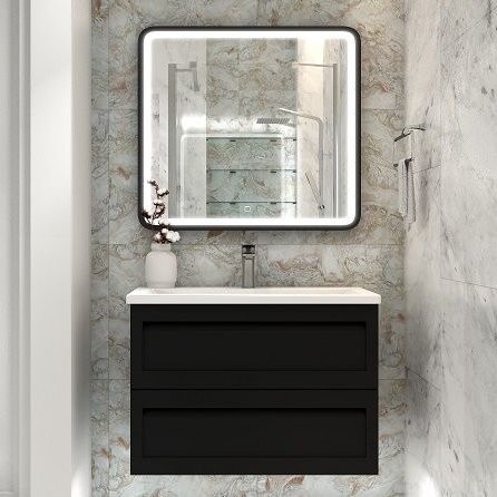 Мебель для ванной комнаты Art&Max Platino 90, подвесная, черная матовая
