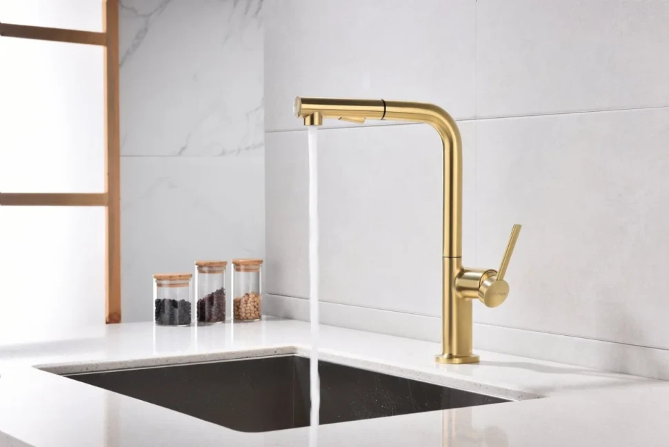 Смеситель для кухни Paulmark Neo Ne214419-LG светлое золото