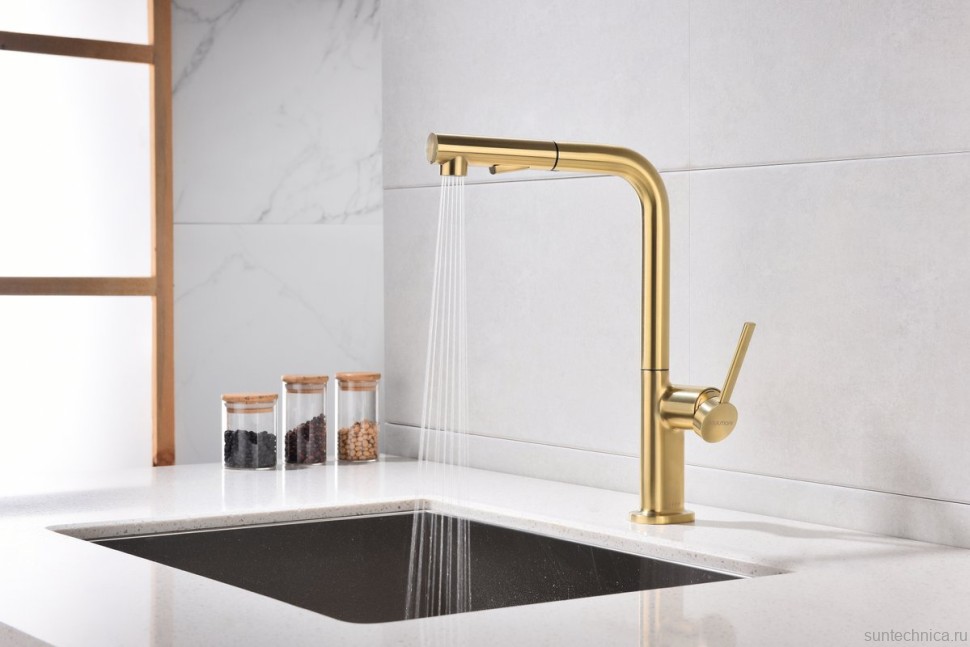 Смеситель для кухни Paulmark Neo Ne214419-LG светлое золото