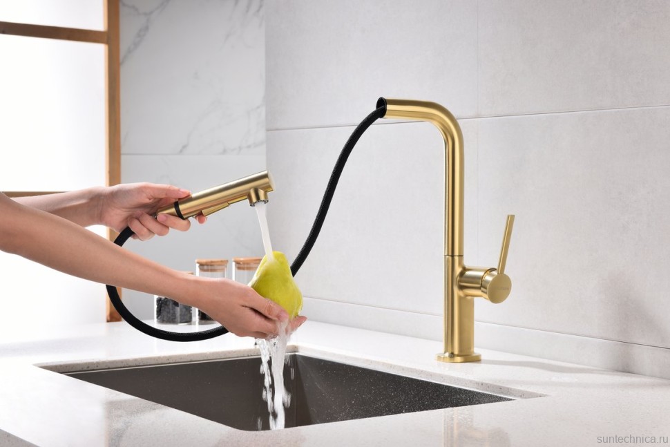 Смеситель для кухни Paulmark Neo Ne214419-LG светлое золото