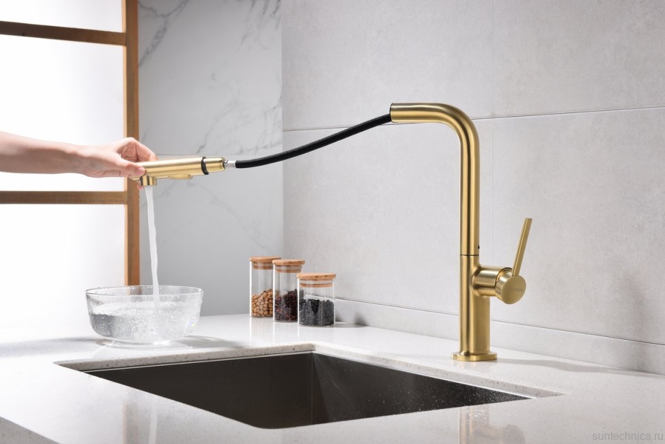 Смеситель для кухни Paulmark Neo Ne214419-LG светлое золото