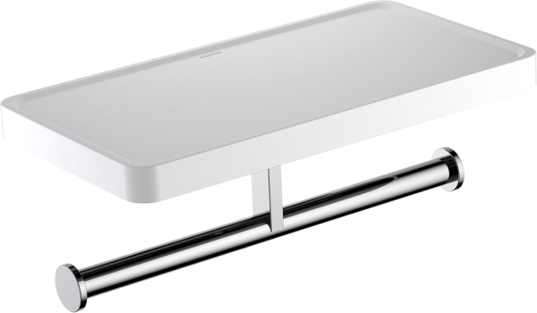 Держатель туалетной бумаги AQUATEK Европа AQ4919CR двойной, с полкой для телефона, хром