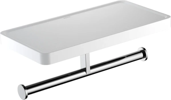Держатель туалетной бумаги AQUATEK Европа AQ4919CR двойной, с полкой для телефона, хром