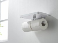 Держатель туалетной бумаги AQUATEK Европа AQ4919CR двойной, с полкой для телефона, хром