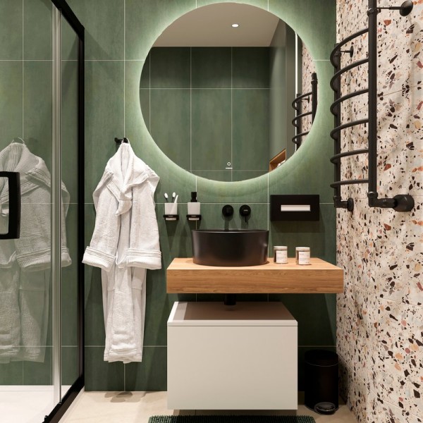 Мебель для ванной комнаты STWORKI Ольборг 80 столешница дуб французский, без отверстий, с тумбой 60