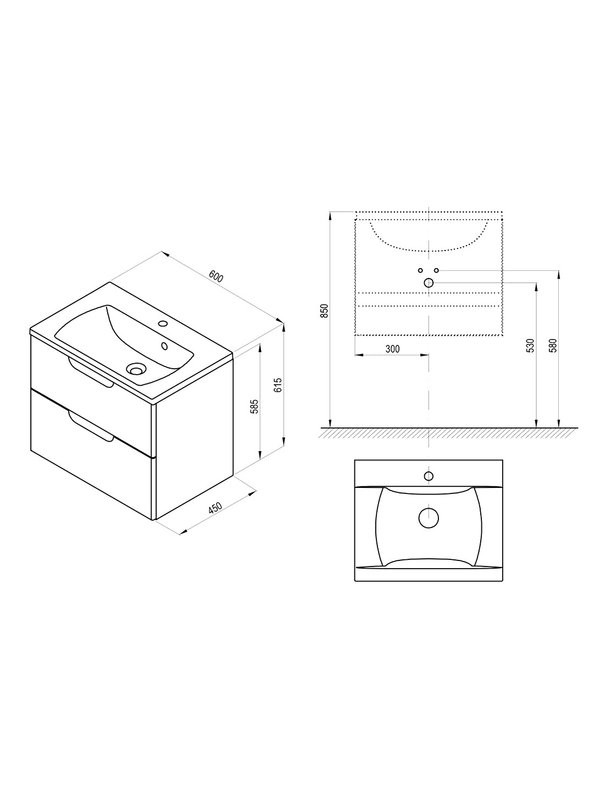Тумба под раковину без столешницы Ravak Classic II SD 60 глянцевая белая, серая