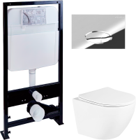 Комплект Унитаз подвесной BelBagno Uno + Инсталляция EWRIKA ProLT 0026-2020 + Кнопка 0051 хром