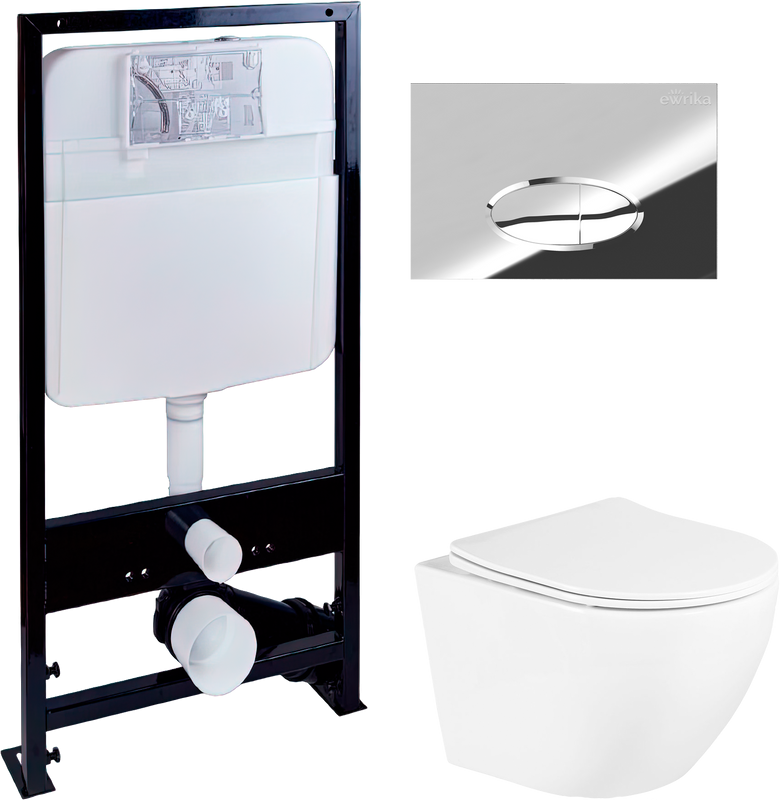 Комплект Унитаз подвесной BelBagno Uno + Инсталляция EWRIKA ProLT 0026-2020 + Кнопка 0051 хром