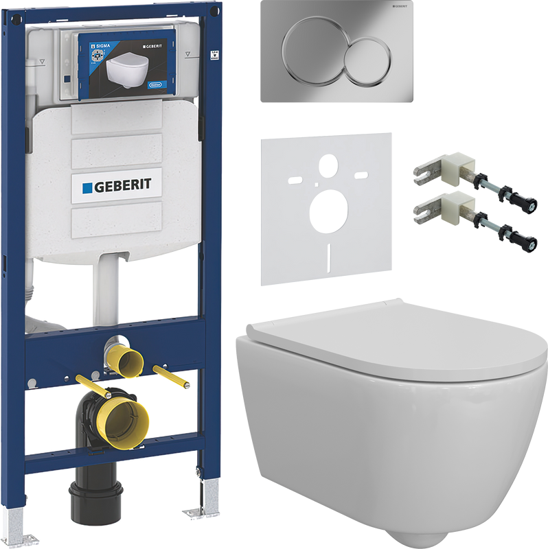 Комплект Унитаз подвесной DIWO Коломна 0700 с микролифтом + Инсталляция Geberit Duofix UP 320 111.300.00.5 + Кнопка Sigma 01 115.770.21.5 хром + Звукоизоляция + Крепления 111.815.00.1 к стене