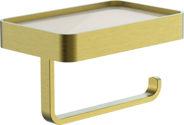 Держатель туалетной бумаги Wonzon & Woghand WW-8336-BG брашированное золото, с полкой