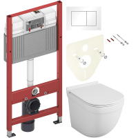 Комплект Унитаз подвесной Owl 1975 Eld TOWLT190101 безободковый + Инсталляция TECE Base 9400413 4 в 1 с кнопкой смыва