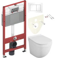 Комплект Унитаз подвесной Owl 1975 Eld TOWLT190101 безободковый + Инсталляция TECE Base 9400413 4 в 1 с кнопкой смыва