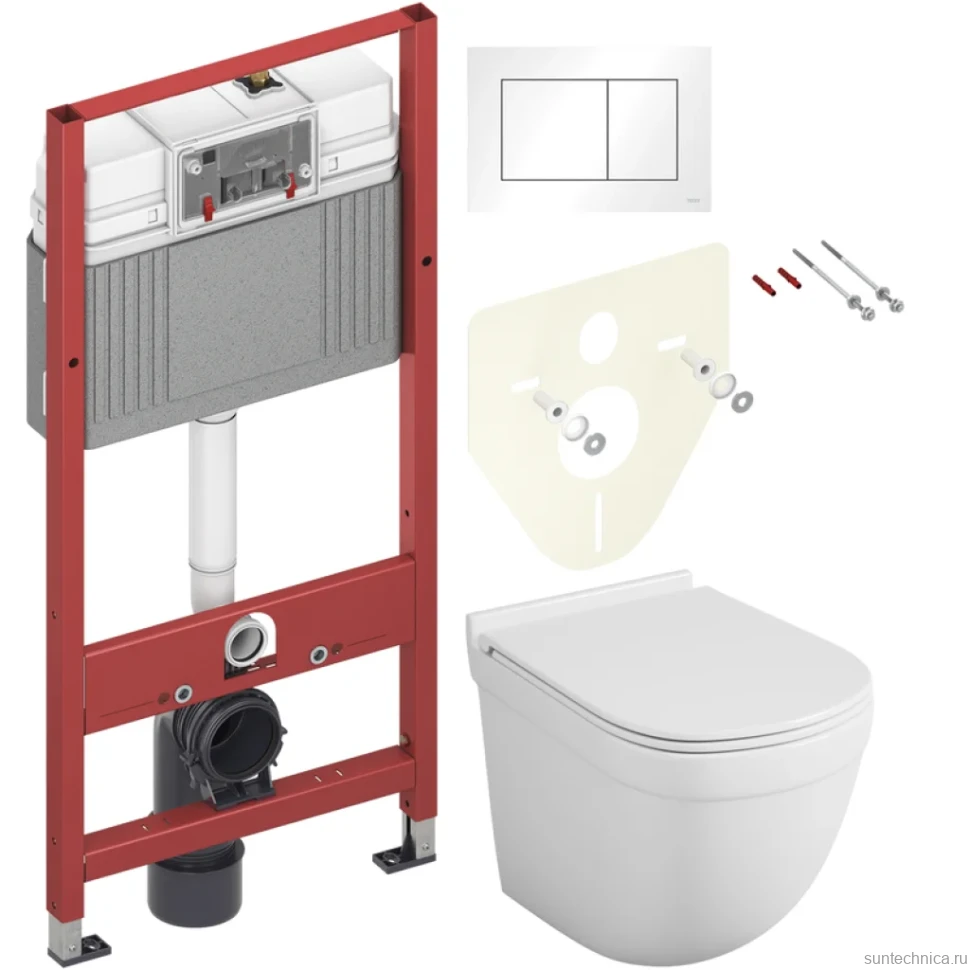 Комплект Унитаз подвесной Owl 1975 Eld TOWLT190101 безободковый + Инсталляция TECE Base 9400413 4 в 1 с кнопкой смыва