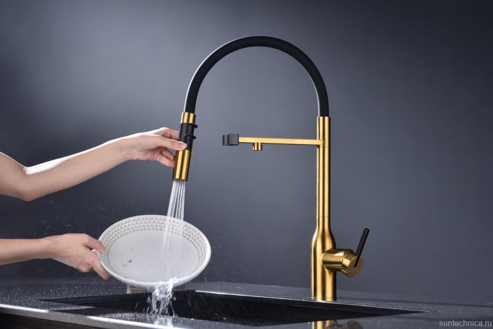 Смеситель для кухни Paulmark Magneto One Ma213188-BG брашированное золото