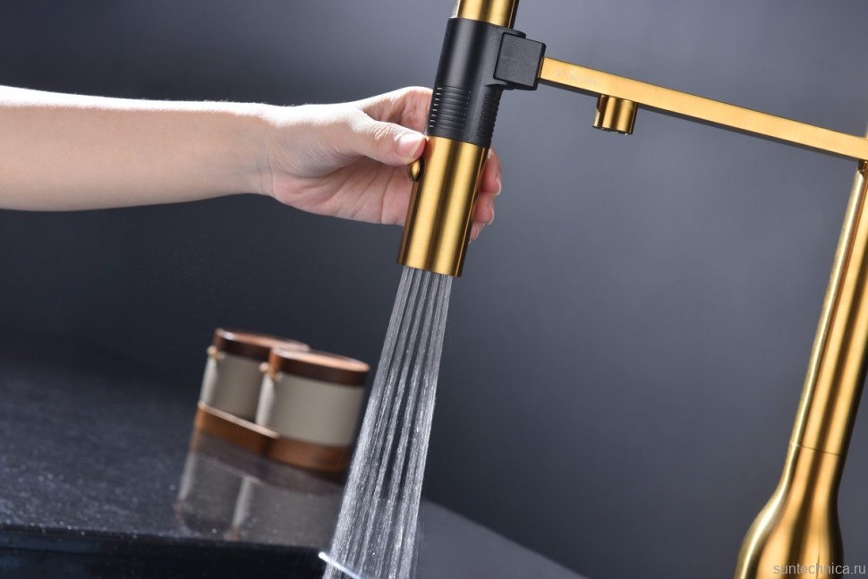 Смеситель для кухни Paulmark Magneto One Ma213188-BG брашированное золото