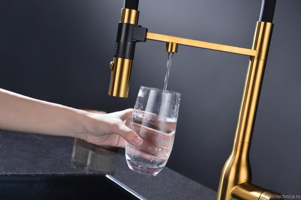 Смеситель для кухни Paulmark Magneto One Ma213188-BG брашированное золото