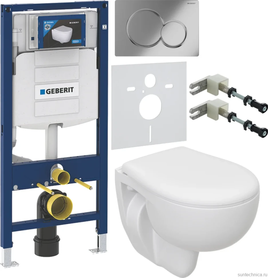 Комплект Унитаз подвесной Seramiksan Natura + Крышка + Инсталляция Geberit Duofix UP 320 111.300.00.5 + Кнопка Sigma 01 115.770.21.5 хром + Крепления 111.815.00.1 к стене + Звукоизоляция
