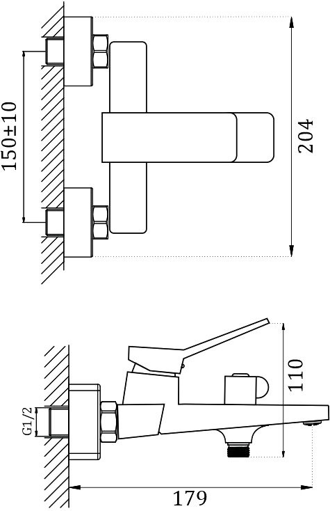 Смеситель для ванны с душем Haiba HB60818-7 черный