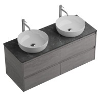Тумба с раковиной BelBagno Kraft 120 со столешницей, для двоих, 4 ящика, cemento grigio