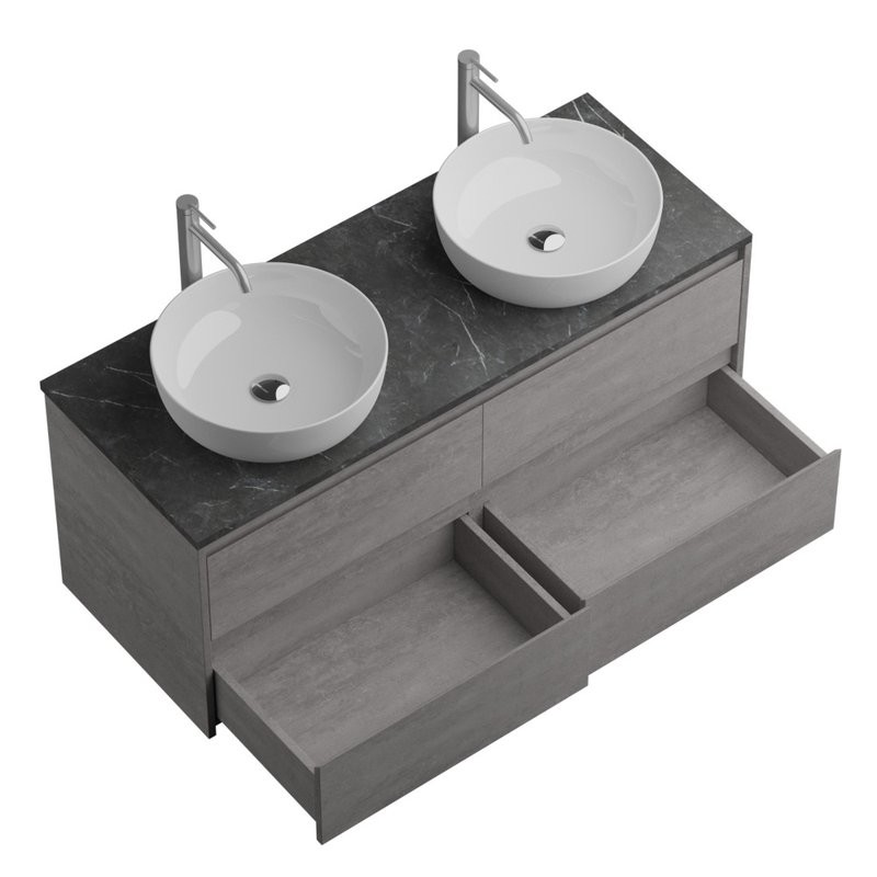 Тумба с раковиной BelBagno Kraft 120 со столешницей, для двоих, 4 ящика, cemento grigio