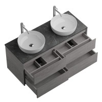 Тумба с раковиной BelBagno Kraft 120 со столешницей, для двоих, 4 ящика, cemento grigio