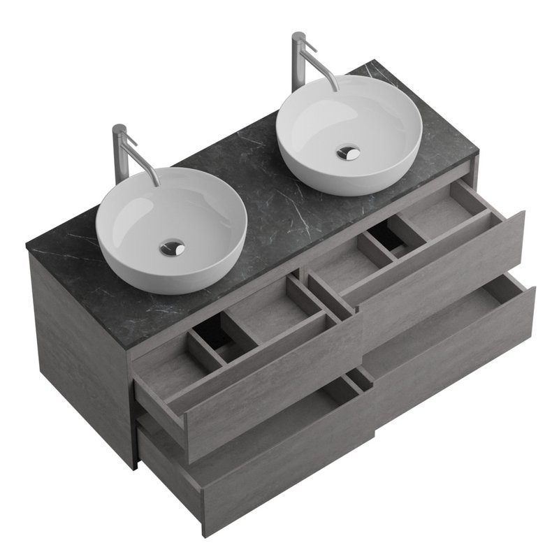 Тумба с раковиной BelBagno Kraft 120 со столешницей, для двоих, 4 ящика, cemento grigio