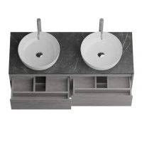 Тумба с раковиной BelBagno Kraft 120 со столешницей, для двоих, 4 ящика, cemento grigio