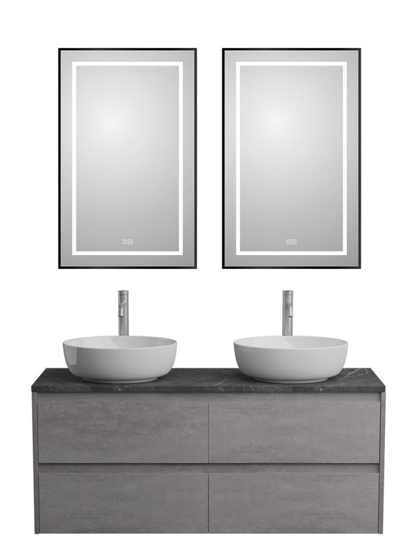 Тумба с раковиной BelBagno Kraft 120 со столешницей, для двоих, 4 ящика, cemento grigio