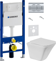Комплект Унитаз подвесной BelBagno Marmi + Крышка BB052SC с микролифтом + Инсталляция Geberit Duofix Delta 458.149.21.1 с кнопкой смыва, хром + Звукоизоляция